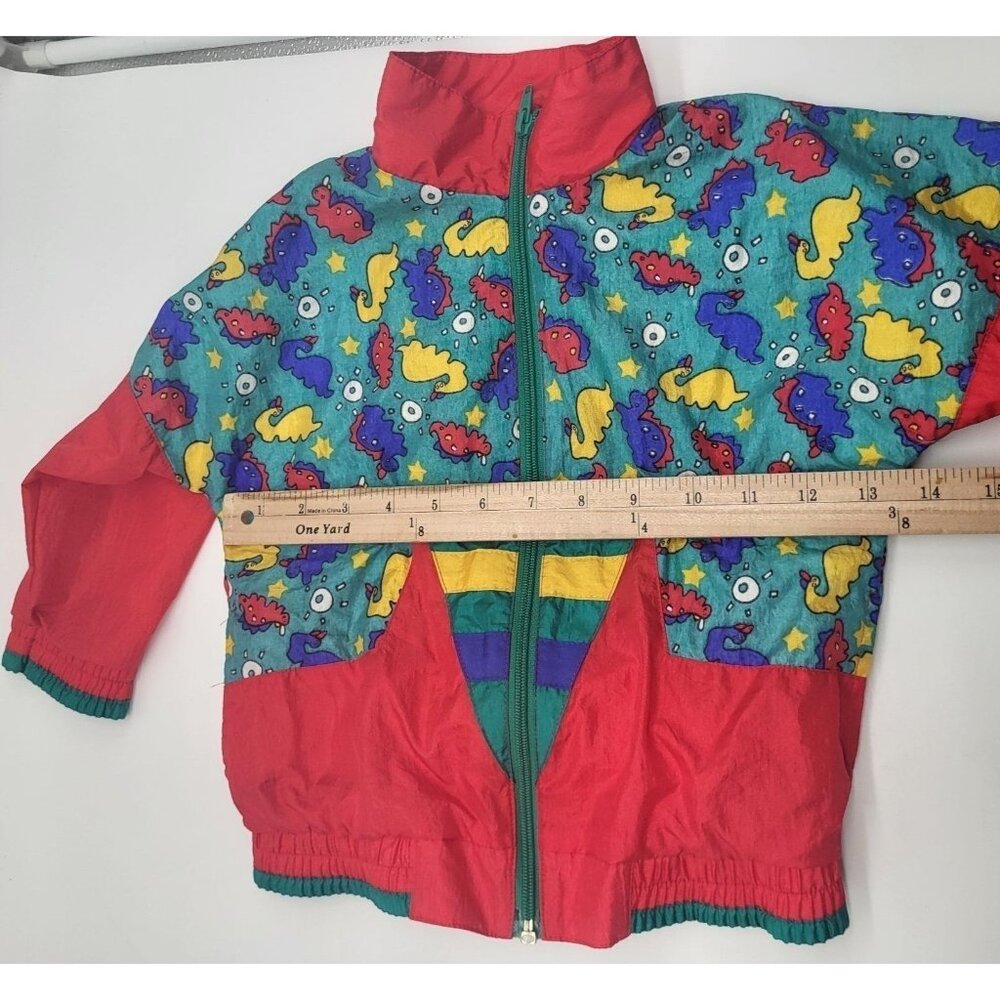 VTG Cuddle Club Kids Infants 24M Windbreaker Colorful Primary Dinosaurs Retro - Picture 4 of 6